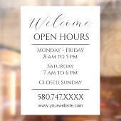 Zakelijk Welkom en Openingstijden Zwart-wit Raamsticker (Vel 2)