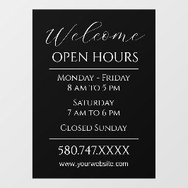 Zakelijk Welkom en Openingstijden Zwart-wit Raamsticker