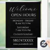 Zakelijk Welkom en Openingstijden Zwart-wit Raamsticker (Huis)