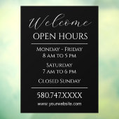 Zakelijk Welkom en Openingstijden Zwart-wit Raamsticker (Vel 3)