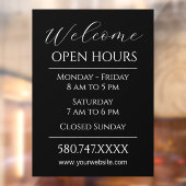 Zakelijk Welkom en Openingstijden Zwart-wit Raamsticker (Vel 2)