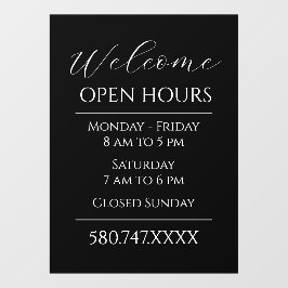 Zakelijk Welkom Openingstijden Zwart-wit Raamsticker
