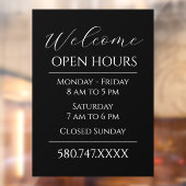 Zakelijk Welkom Openingstijden Zwart-wit Raamsticker (Vel 2)