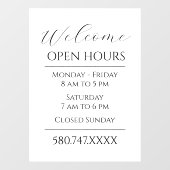 Zakelijk Welkom Openingstijden Zwart-wit Raamsticker (Vel)