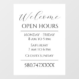 Zakelijk Welkom Openingstijden Zwart-wit Raamsticker
