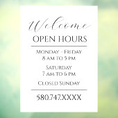 Zakelijk Welkom Openingstijden Zwart-wit Raamsticker (Vel 3)