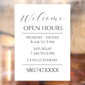 Zakelijk Welkom Openingstijden Zwart-wit Raamsticker (Vel 2)