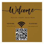 Zakelijk Welkomstscript WIFI QR Code Goud  Perfect Poster (Voorkant)