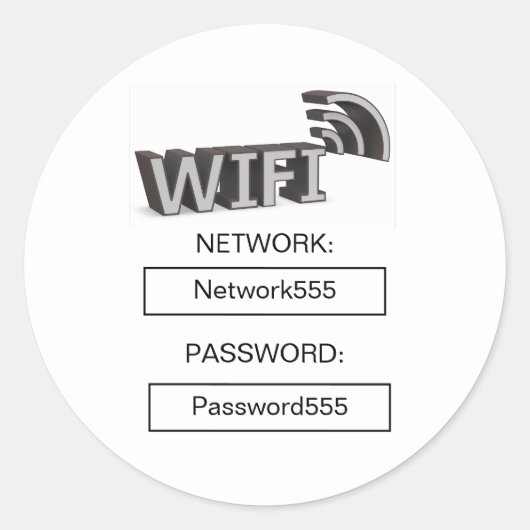 Zakelijk Wifi Modern Wachtwoord Ronde Sticker (Voorkant)