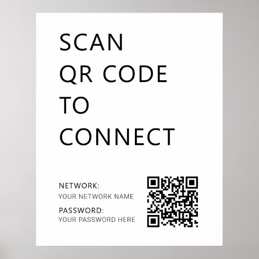 Zakelijk WiFi-netwerk QR-code Wit Poster (Voorkant)