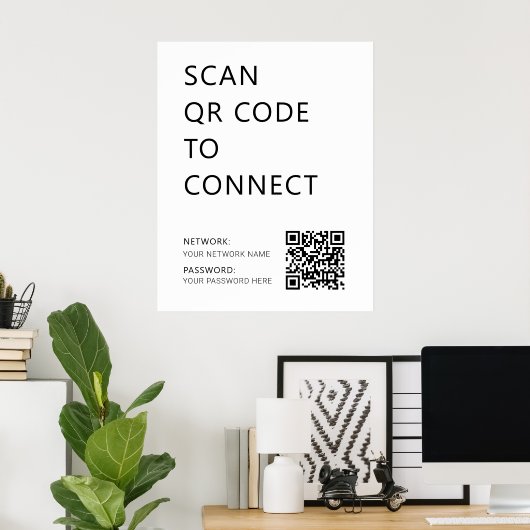 Zakelijk WiFi-netwerk QR-code Wit Poster (Thuiskantoor)