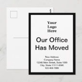 Zakelijk wijzigen van adres in zwart-wit briefkaart (Voorkant / Achterkant)