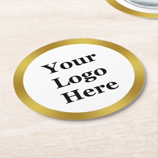 Zakelijk wit en goud uw Logo hier Ronde Kartonnen Onderzetter (Gebogen)
