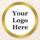 Zakelijk wit en goud uw Logo hier Ronde Kartonnen Onderzetter (Voorkant)