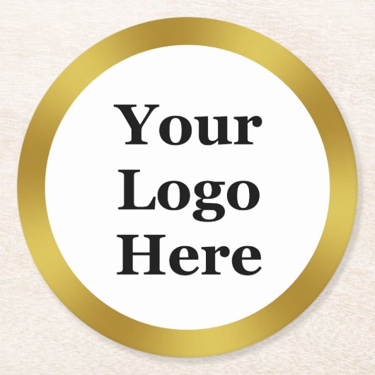 Zakelijk wit en goud uw Logo hier Ronde Kartonnen Onderzetter (Voorkant)
