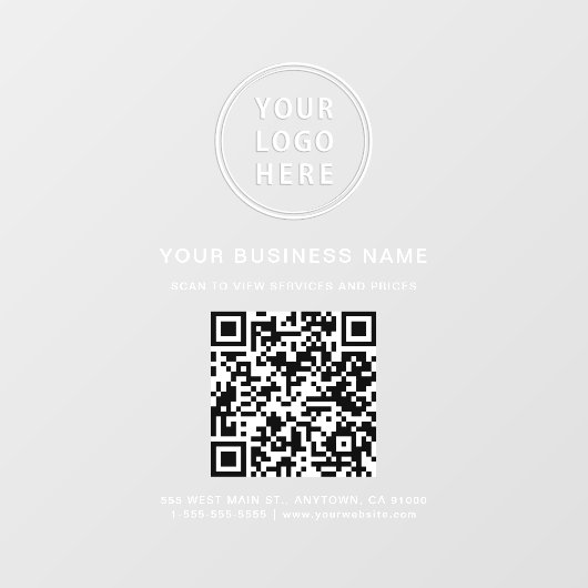 Zakelijk wit logo QR-code Raamsticker (Vel)
