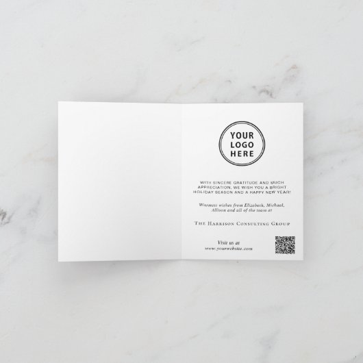 Zakelijk Zakelijk Logo QR Code Kerst Feestdagen Kaart (Binnen)