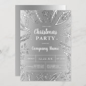 Zakelijk zilveren metallic kerstfeest kaart (Voorkant / Achterkant)