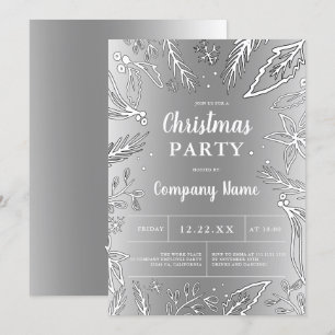 Zakelijk zilveren metallic kerstfeest kaart