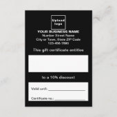 Zakelijk zwart cadeaubon informatiekaartje (Voorkant)