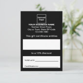 Zakelijk zwart cadeaubon informatiekaartje (Staand voorkant)