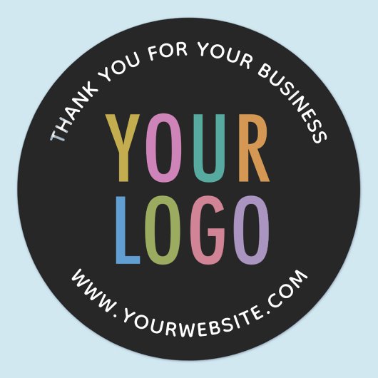 Zakelijk Zwart Dank u Sticker Custom Logo Round