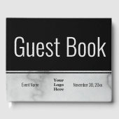 Zakelijk zwart en faux marmer uw Logo hier Gastenboek (Voorkant)