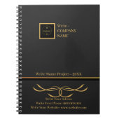 Zakelijk Zwart en Goud Bedrijf Logo Monogram Notitieboek (Voorkant)