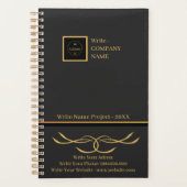 Zakelijk Zwart en Goud Bedrijf Logo Monogram Planner (Voorkant)