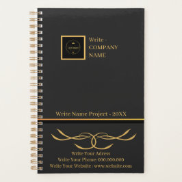 Zakelijk Zwart en Goud Bedrijf Logo Monogram Planner