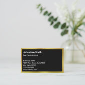 Zakelijk zwart en goud onroerend goed belegger visitekaartje (Staand voorkant)