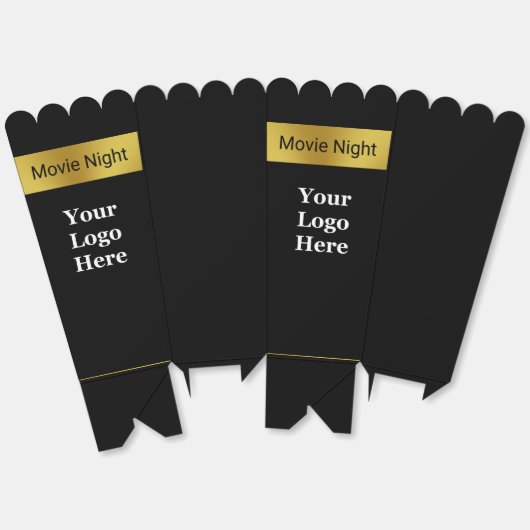 Zakelijk Zwart en Goud Uw Logo Hier Movie Night Bedankdoosjes (Ongevouwen)