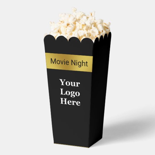 Zakelijk Zwart en Goud Uw Logo Hier Movie Night Bedankdoosjes (Popped)