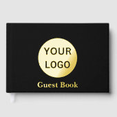 Zakelijk Zwart en Gouden Folie Bedrijf Logo & Teks Gastenboek (Voorkant)