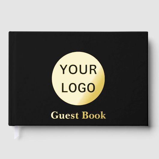 Zakelijk Zwart en Gouden Folie Bedrijf Logo & Teks Gastenboek (Voorkant)