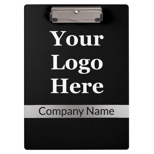 Zakelijk Zwart en Zilver Uw Logo Bedrijfsnaam Klembord (Voorkant)