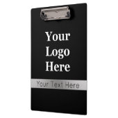 Zakelijk Zwart en Zilver Uw Logo Tekst Sjabloon Klembord (Links)