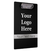 Zakelijk Zwart en Zilver Uw Logo Tekst Sjabloon Klembord (Rechts)