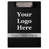 Zakelijk Zwart en Zilver Uw Logo Tekst Sjabloon Klembord (Voorkant)