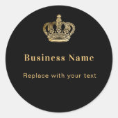 Zakelijk zwart goud koninklijke kroon ronde sticker (Voorkant)