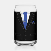 Zakelijk Zwart Kostuum en Stropdas Aangepaste Naam Blikvorm Glas (Voorkant)