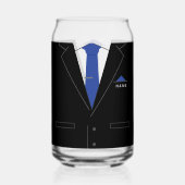 Zakelijk Zwart Kostuum en Stropdas Aangepaste Naam Blikvorm Glas (Achterkant)