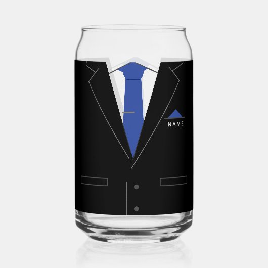 Zakelijk Zwart Kostuum en Stropdas Aangepaste Naam Blikvorm Glas (Achterkant)