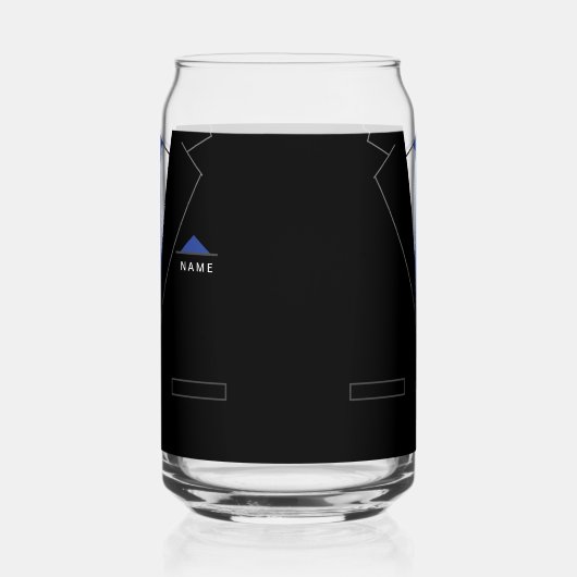 Zakelijk Zwart Kostuum en Stropdas Aangepaste Naam Blikvorm Glas (Rechts)