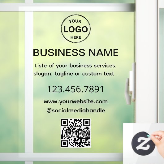 Zakelijk Zwart Logo QR Code Venster Cling Raamsticker (Huis)