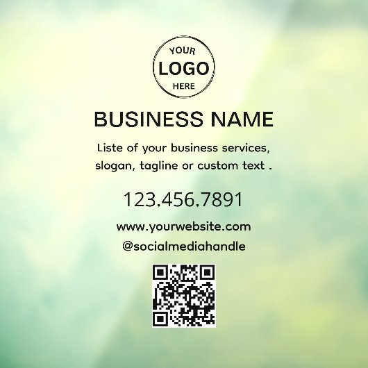 Zakelijk Zwart Logo QR Code Venster Cling Raamsticker (Vel 3)