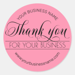Zakelijk Zwart Roze Script Kalligrafie Dank u Ronde Sticker