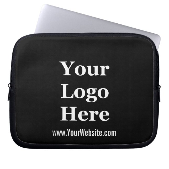Zakelijk Zwart-wit Bedrijf Logo Website Tekst Laptop Sleeve (Voorkant)