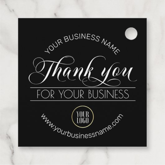 Zakelijk Zwart Wit Dank u | Uw LOGO toevoegen Bedankjes Labels (Achterkant)
