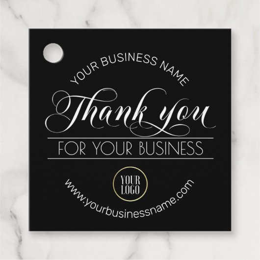 Zakelijk Zwart Wit Dank u | Uw LOGO toevoegen Bedankjes Labels (Voorkant)